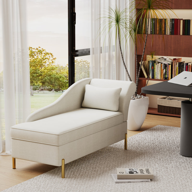 Mercer41 Driscilla Right-Arm Chaise Recessed Arm Chaise Lounge with ...